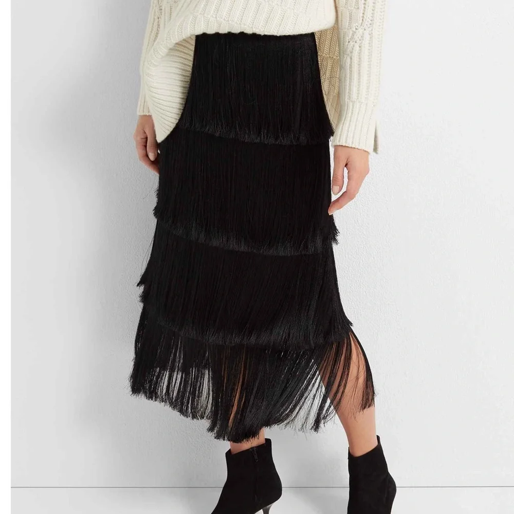 Club Monaco NWT midi fringe skirt - Picture 3 of 8
